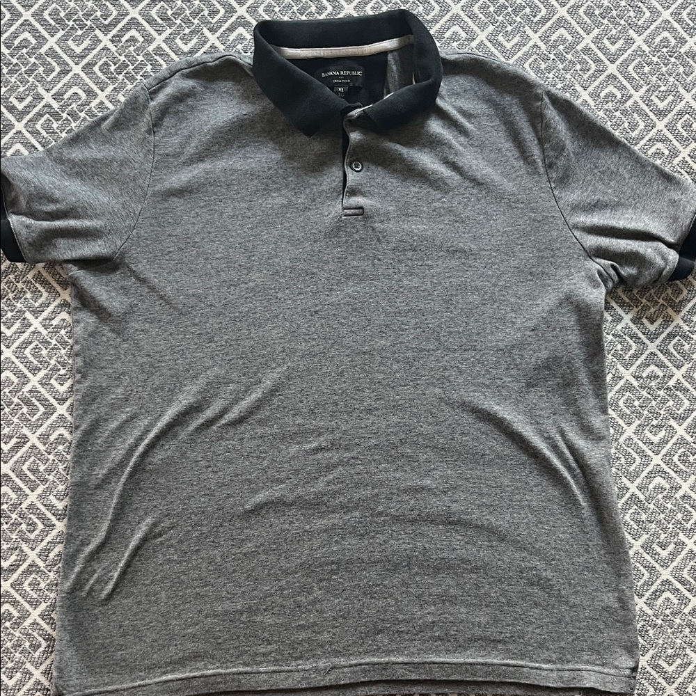 Banana Republic Factory Charcoal Polo with Black Accents - XLT, fits like LARGE